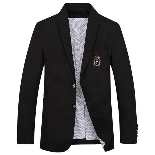 Herren Baumwoll-Blazer im Casual-Worker-Stil mit Brusttasche und Emblem Nord Taschen