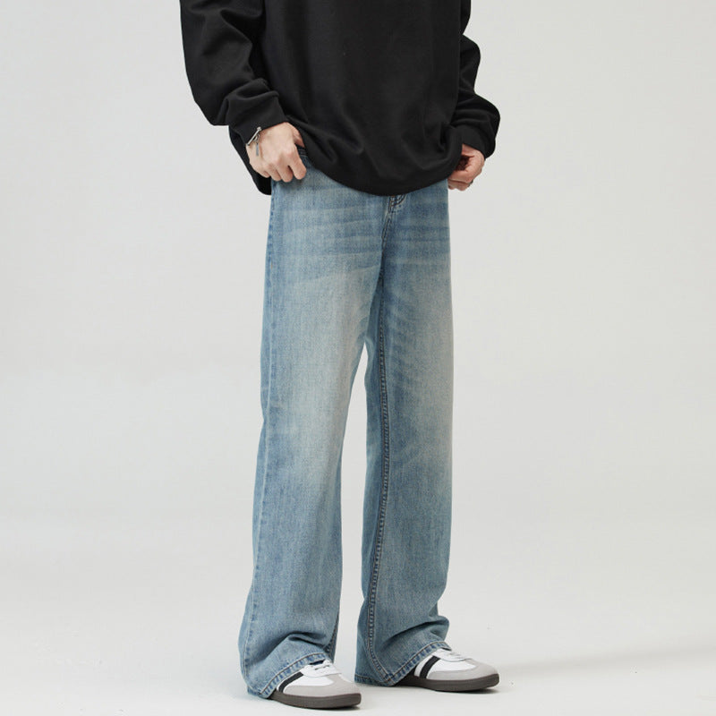 Herren Weite verwaschene Baggy-Jeans mit ausgestelltem Bein und verlängertem Saum Nord Taschen