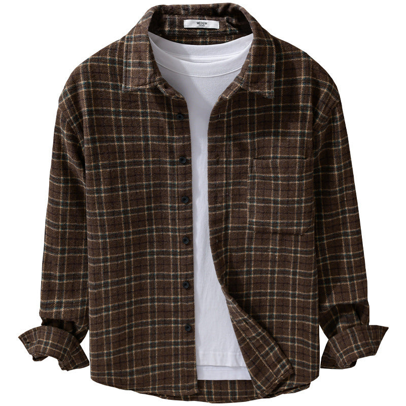 Herren Lockeres Flanell-Hemdjacken-Overshirt mit weichem Griff und aufgesetzter Brusttasche Nord Taschen