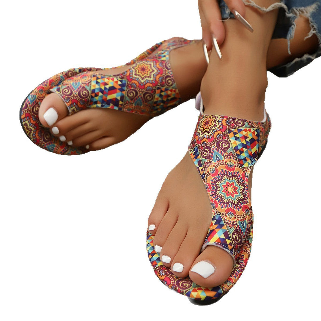 Damen bequeme Zehentrenner mit fesselndem Paisleymuster