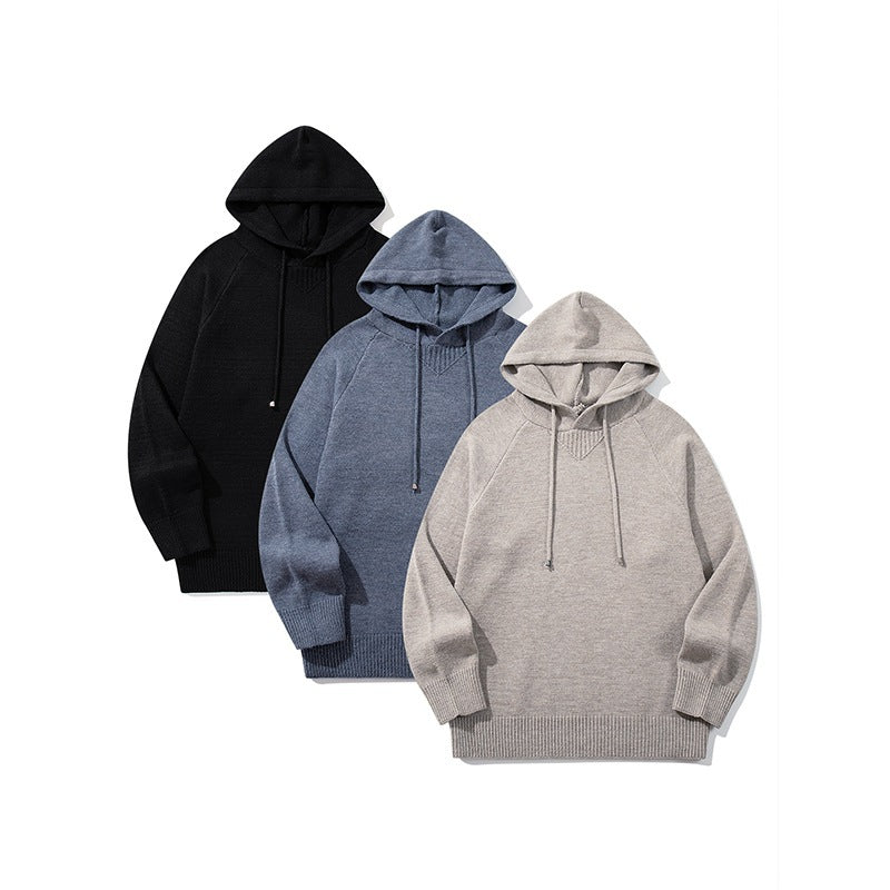 Unisex Oversize Strickkapuzenpullover mit Raglanärmeln und Rippbündchen Nord Taschen