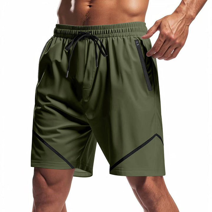 Herren nan atmungsaktive Trainingsshorts mit Reißverschlusstaschen und elastischem Tunnelzugbund