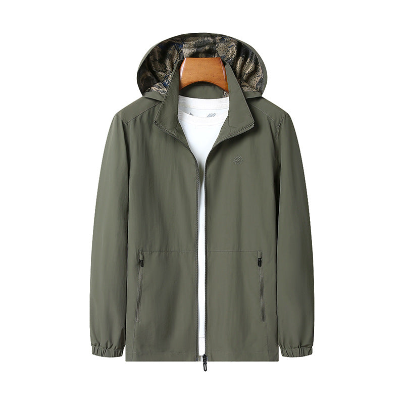 Herren Leichte Kapuzen-Shelljacke mit wasserabweisender Mikrofaser und verdeckten Reißverschlusstaschen Nord Taschen