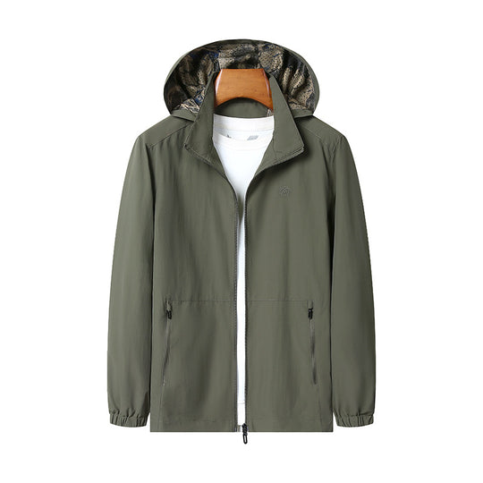Herren Leichte Kapuzen-Shelljacke mit wasserabweisender Mikrofaser und verdeckten Reißverschlusstaschen Nord Taschen