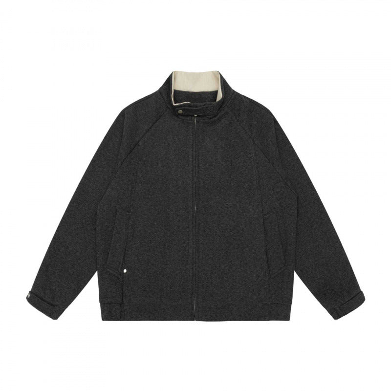Herren Boxy-Zip-Blousonjacke mit Stehkragen, Raglanärmeln und verdecktem Reißverschluss Nord Taschen