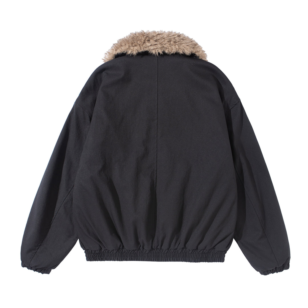 Damen Kurzblouson mit voluminösem Faux‑Fur‑Kragen, Känguru‑Taschen und elastischem Saum Nord Taschen