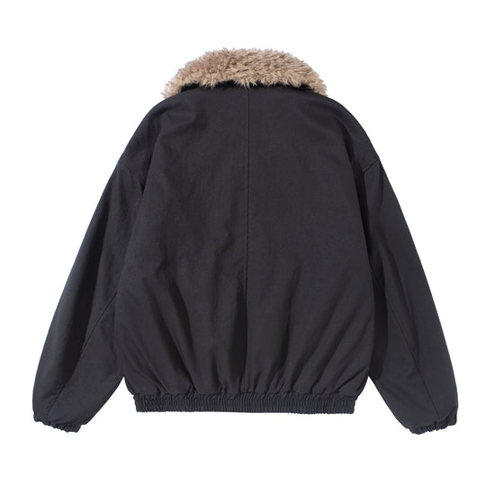 Damen Kurzblouson mit voluminösem Faux‑Fur‑Kragen, Känguru‑Taschen und elastischem Saum Nord Taschen