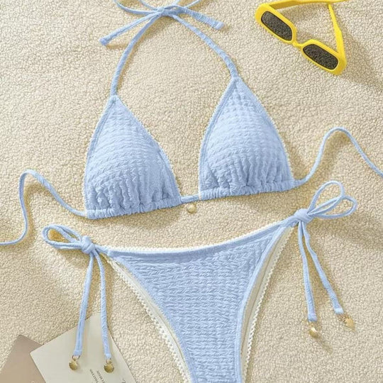 Damen Raffinierter Triangel-Bikini mit elegantem Rüschendesign