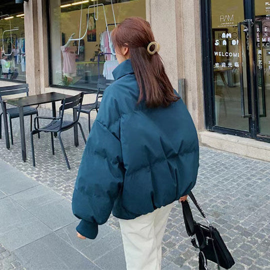 Damen Gesteppte Kurzjacke mit Stehkragen, wattierter Füllung und elastischen Bündchen Nord Taschen