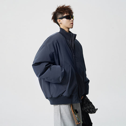 Herren Oversized Bomberjacke mit wattierter Füllung und geripptem Saum Nord Taschen