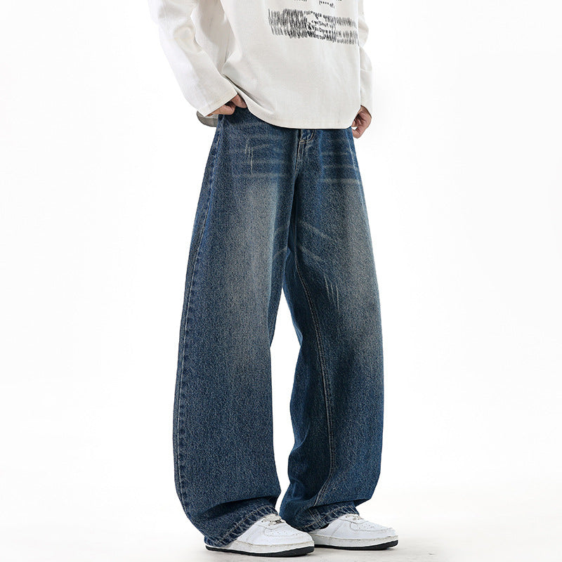 Herren Relaxed Wide‑Leg Denimhose mit extra weitem Bein und Vintage-Fade Nord Taschen