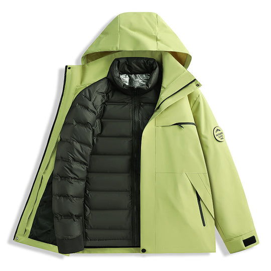 Herren Wasserdichte Outdoor-Softshelljacke mit Kapuze, hohem Stehkragen & Reißverschlusstaschen Nord Taschen