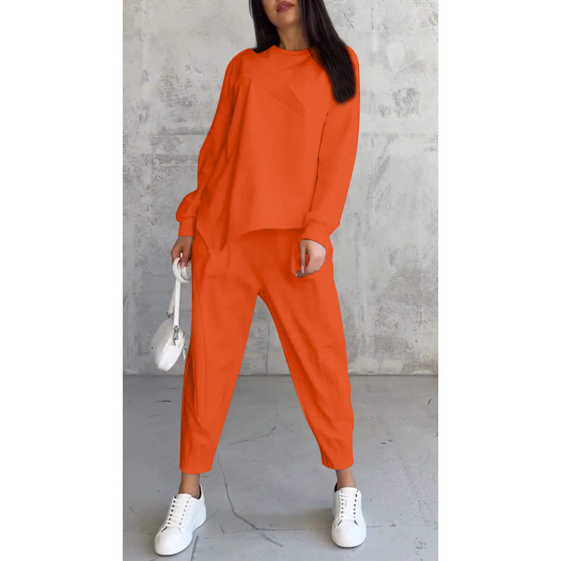 Damen Lässiges Zweiteiliges Lounge-Set mit Oversize-Sweatshirt und taillierter Tapered-Hose Nord Taschen