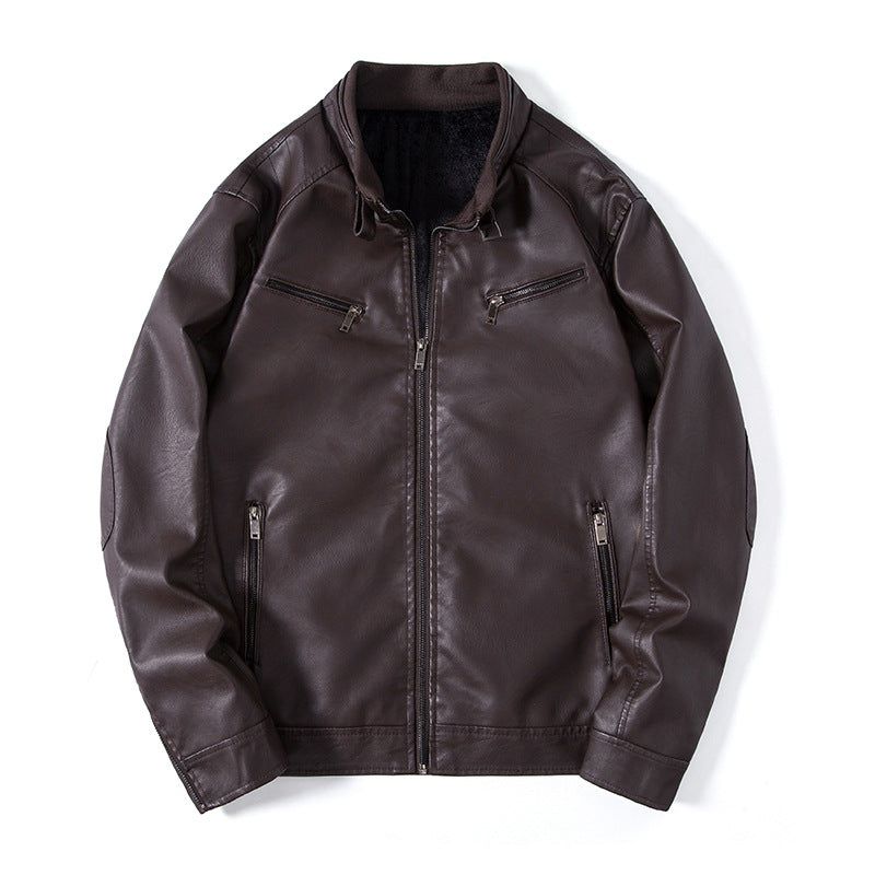 Herren Elegante Kunstleder‑Blousonjacke mit Stehkragen, Reißverschlusstaschen und wärmendem Innenfutter Nord Taschen
