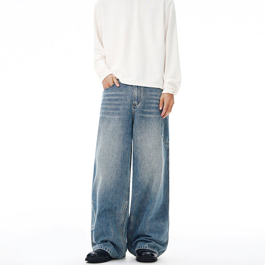 Herren Extremweite Baggy-Jeans mit tiefem Schritt und lässiger Used-Waschung Nord Taschen