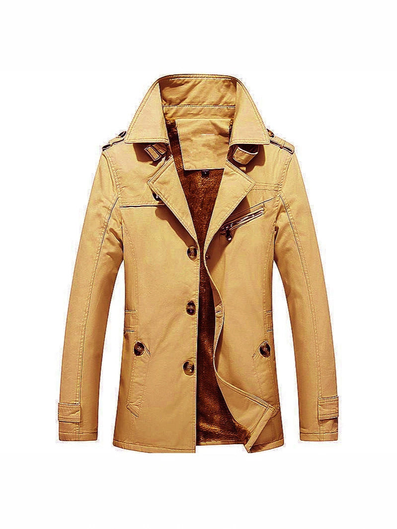 Herren Winterparka Manteljacke mit Teddyfutter, Stehkragen und Reißverschluss-Details Nord Taschen