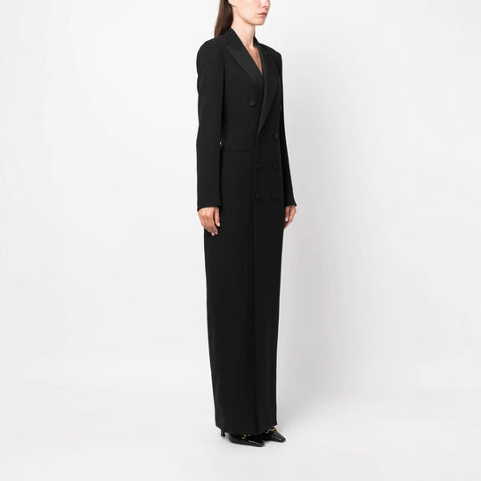 Damen Doppelreihiges Blazerkleid mit Satinrevers Nord Taschen