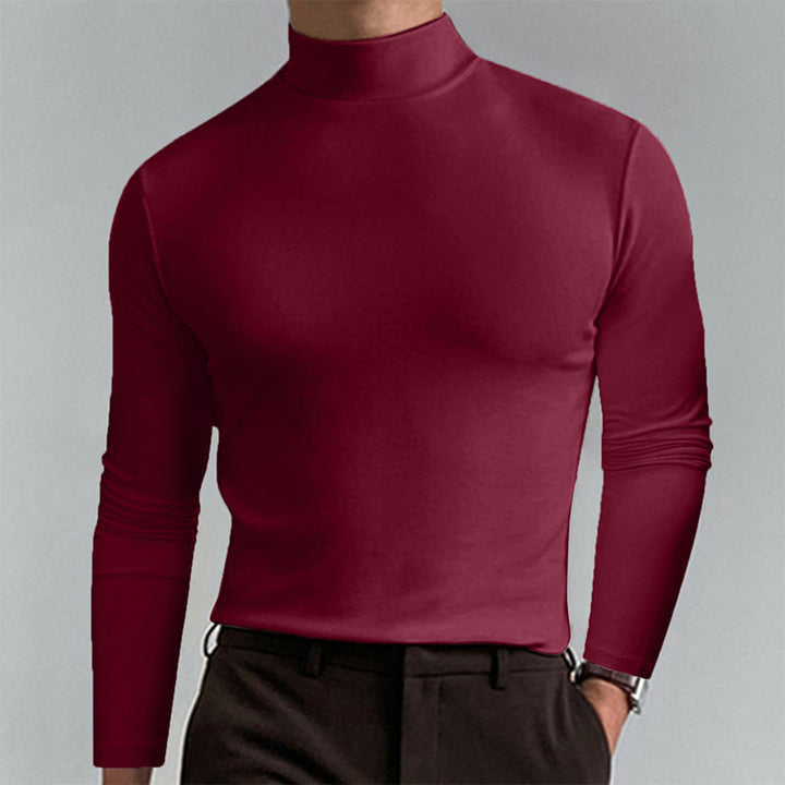Herren Elegantes Langarm-T-Shirt mit hohem Kragen