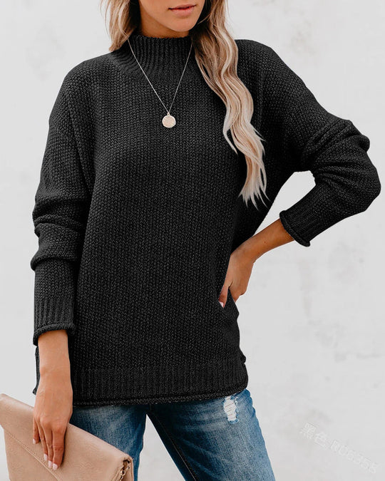 Damen Oversize Strickpullover mit hohem Rollkragen und strukturierter Maschenoptik Drune