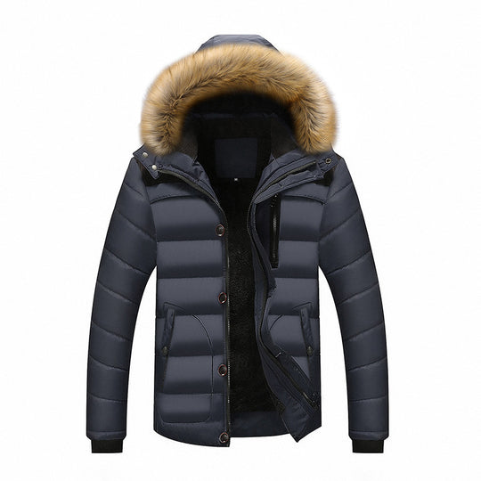 Herren Thermo-Steppparka mit Kapuze, Kunstfellbesatz und Fleece-Innenfutter Nord Taschen