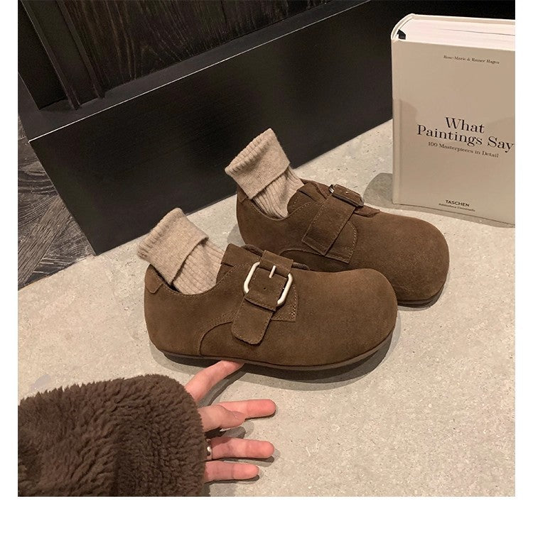 Damen Gefütterte Veloursleder-Mary‑Jane‑Hausschuhe mit verstellbarer Metallschnalle Nord Taschen