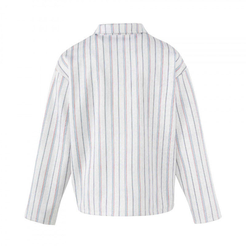 Unisex Gestreiftes Overshirt mit Henley-Knopfleiste und dekorativen Ansteck-Details Nord Taschen
