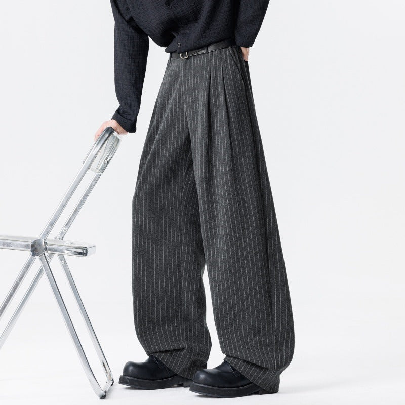 Damen Weite High‑Waist Plissee-Hose aus Wollmix mit elastischem Bund und weitem Bein Nord Taschen