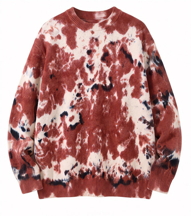 Herren Oversized Batik-Pullover mit Rundhalsausschnitt und Rippbündchen Nord Taschen