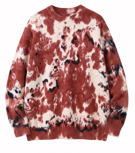 Herren Oversized Batik-Pullover mit Rundhalsausschnitt und Rippbündchen Nord Taschen