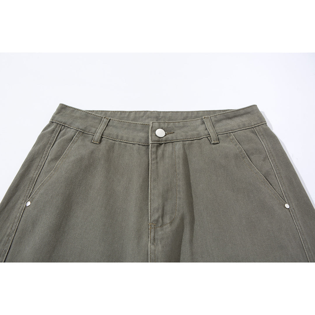Damen Weite Bundfaltenhose im Utility‑Cargo‑Stil mit hoher Taille und markanten Teilnähten Nord Taschen