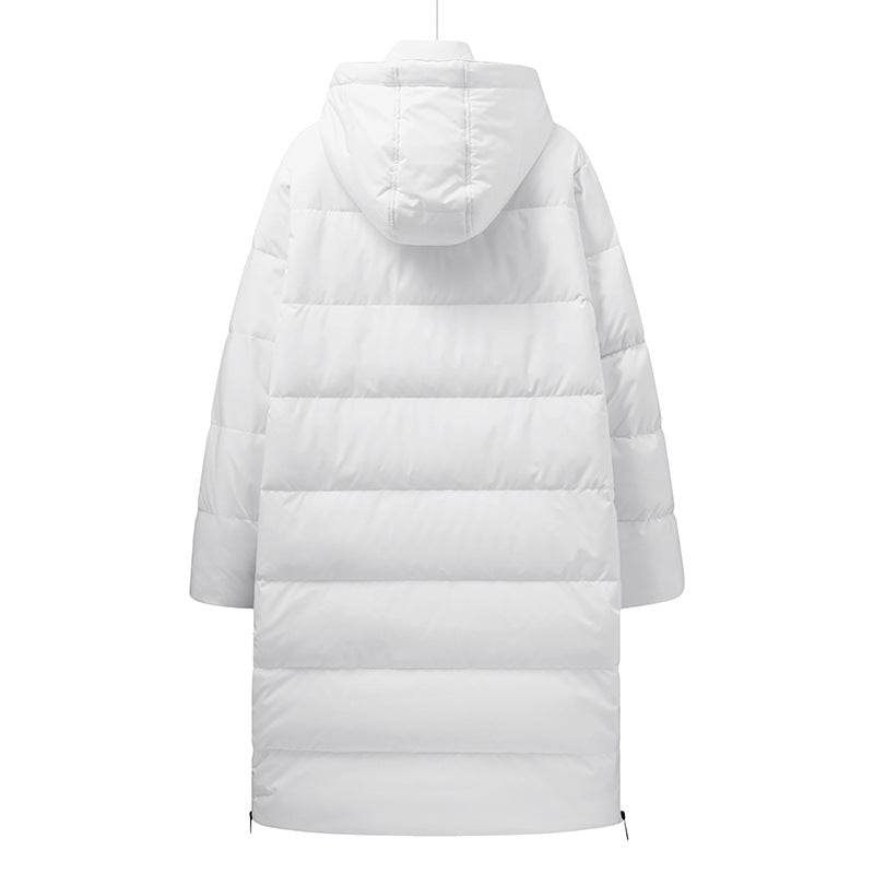 Damen Langer minimalistischer Steppmantel mit konturierter Kapuze und ultraleichter Thermofüllung Nord Taschen