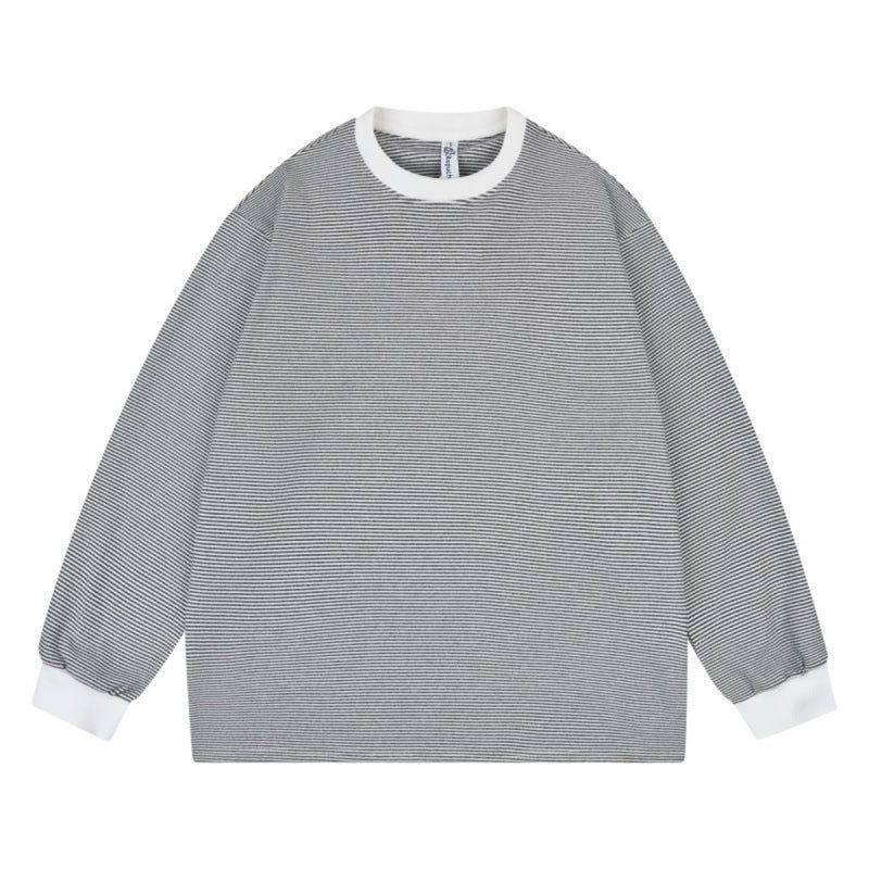 Unisex Weites gestreiftes Longsleeve im Oversize-Schnitt mit Rippbündchen Nord Taschen