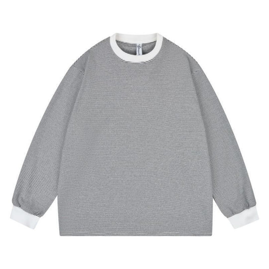 Unisex Weites gestreiftes Longsleeve im Oversize-Schnitt mit Rippbündchen Nord Taschen