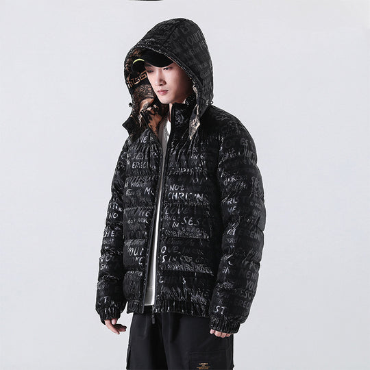 Herren Reflektierende gesteppte Daunenoptik-Überjacke mit Kapuze und Allover-Print Nord Taschen