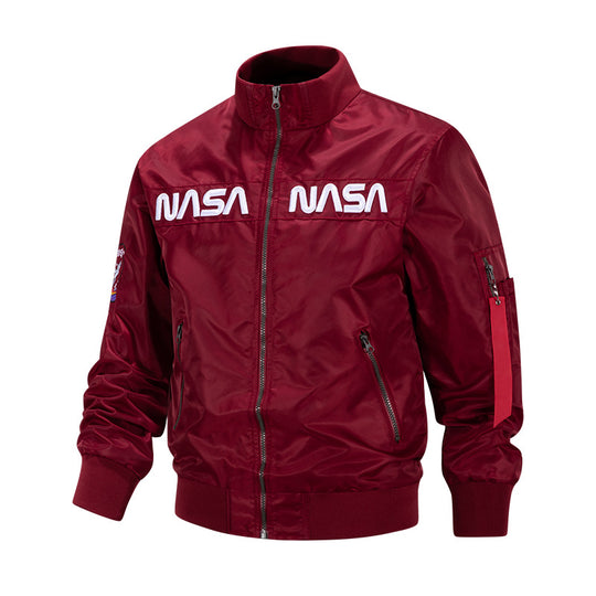 Men's  retro-space pilot bomber with embroidered NASA chest panels and sleeve utility pocket Nord Taschen