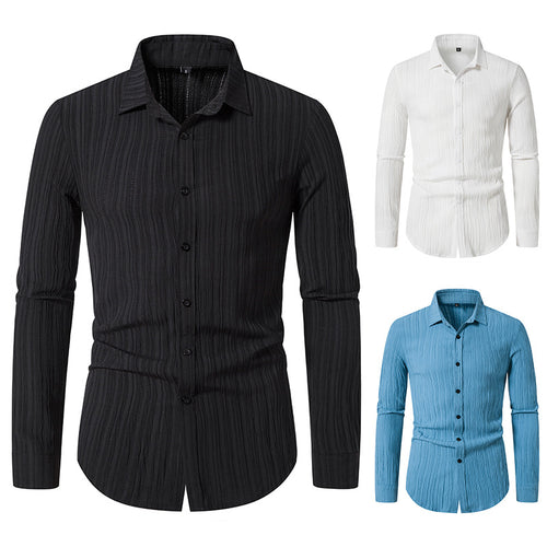 Herren Texturiertes Slim-Fit-Hemd mit krauser Struktur und Kentkragen Nord Taschen