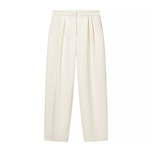 Damen Hochtaillierte weite Stoffhose mit Bundfalten, Bügelfalte und Eingrifftaschen Nord Taschen