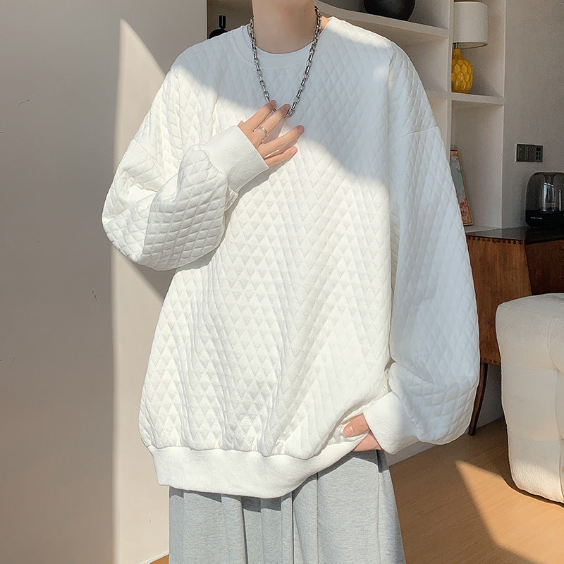 Herren Oversize-Quilt-Sweatshirt mit Rautenmuster und gerippten Bündchen Nord Taschen