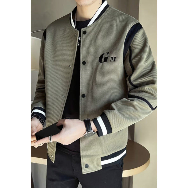 Herren Leichte Varsity-Bomberjacke mit Strukturgewebe, Rippbündchen und Druckknopffront Nord Taschen