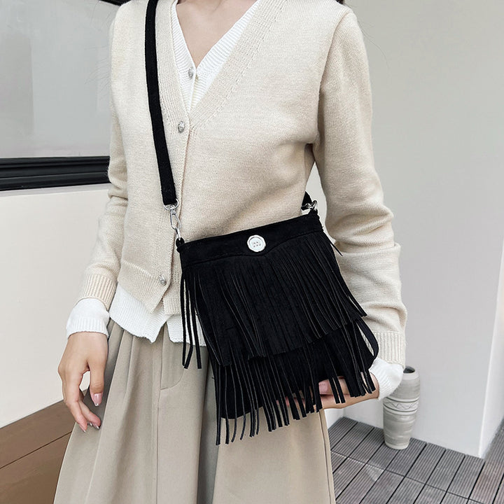 Damen Umhängetasche mit fransigen Details Nord Taschen