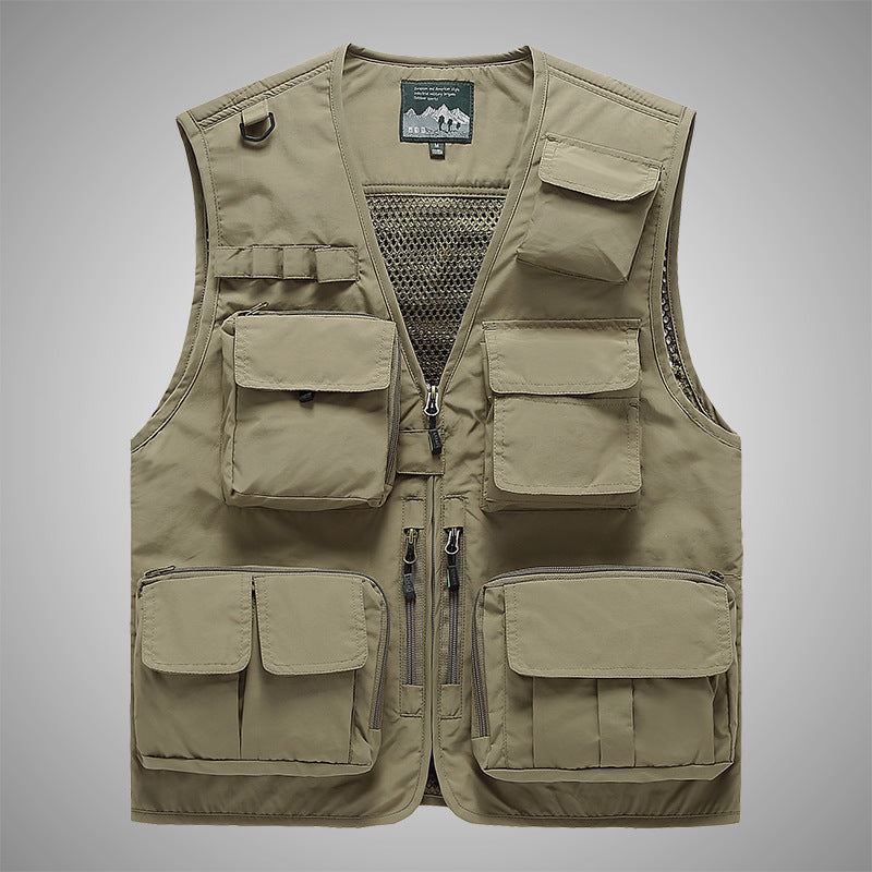 Herren Multifunktionale Utility-Weste mit Mehrfach-Taschen, Mesh‑Futter und Reißverschlussfront Nord Taschen