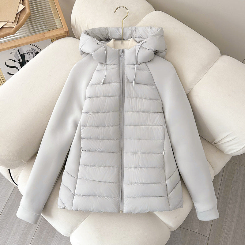 Damen nan gesteppte Hybridjacke mit Kapuze, Softshell-Ärmeln und leichter Thermoisolierung Nord Taschen