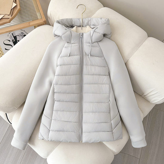 Damen nan gesteppte Hybridjacke mit Kapuze, Softshell-Ärmeln und leichter Thermoisolierung Nord Taschen