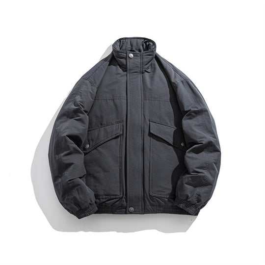 Herren Boxy Utility-Bomberjacke mit Stehkragen und aufgesetzten Klappentaschen Nord Taschen