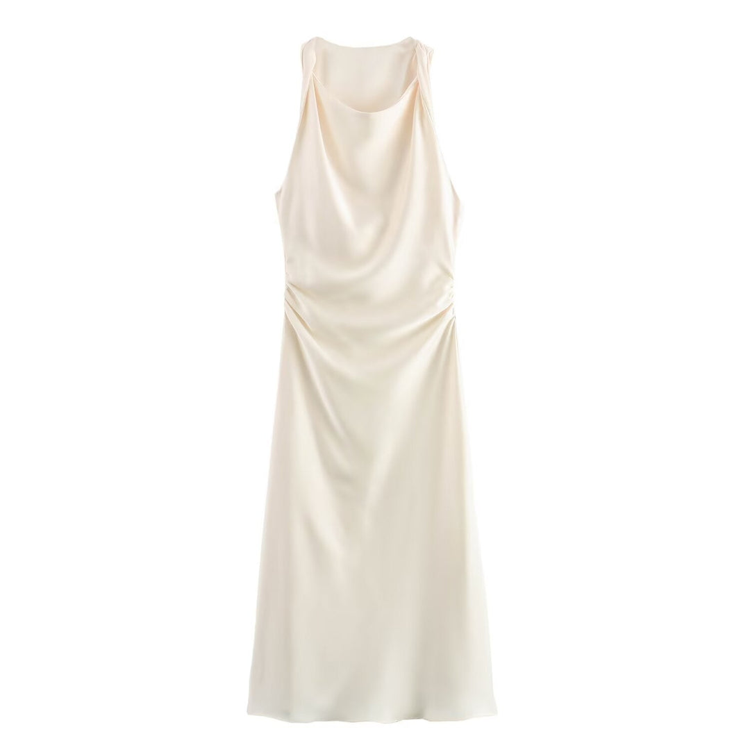 Damen elegantes Sommerkleid mit fließendem Schnitt und charmanten Rüschendetails