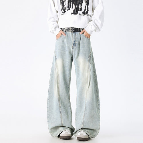 Unisex Extrawweite Baggy-Jeans mit tiefem Schritt, markanten Teilungsnähten und Palazzosilhouette Nord Taschen