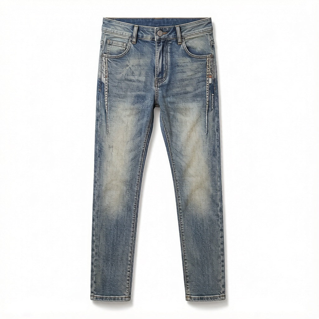 Herren Bequeme und lässige weite Denim-Hose Nord Taschen