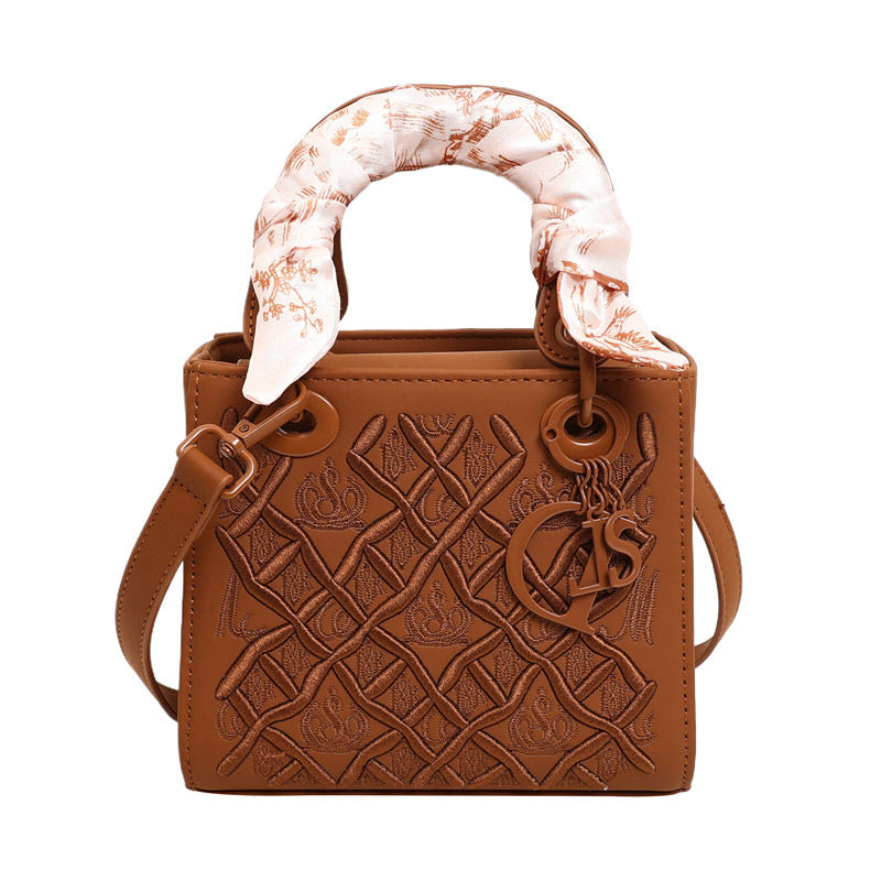 Damen Henkeltasche mit dekorativer Tasche und abnehmbarem Seidenschal Nord Taschen