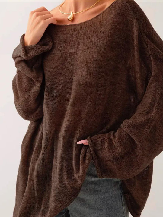 Damen luftiger Oversize-Strickpullover mit weitem Schnitt und transparentem Gew Nord Taschen