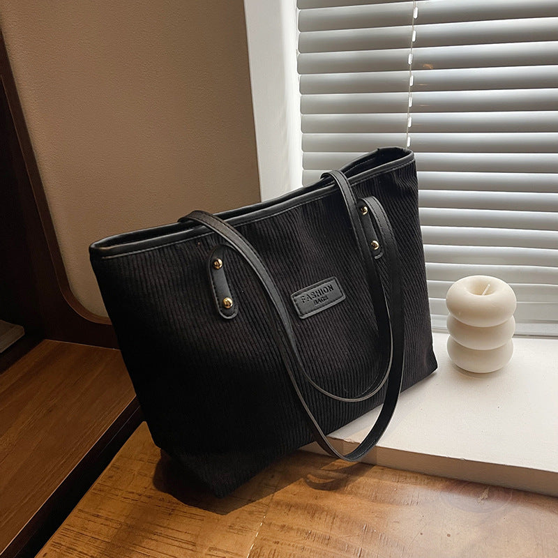 Damen Jute-Shopper Tasche mit elegantem Corddesign Nord Taschen